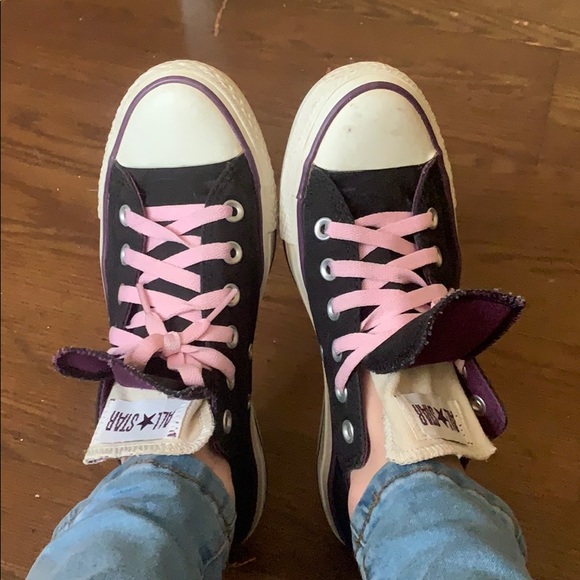 Converse Black and Purple Double Tongue size 8 wmn - Picture 2 of 6